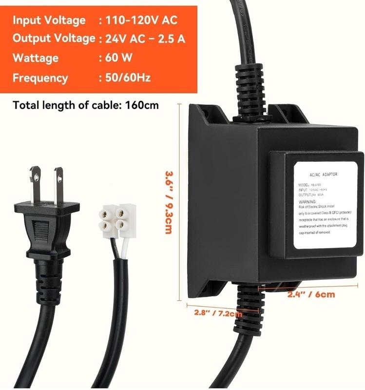 OnlyFire Outdoor Landscape Transformer 110/120V to AC 24V/2.5A 60Watt Waterproof gallery