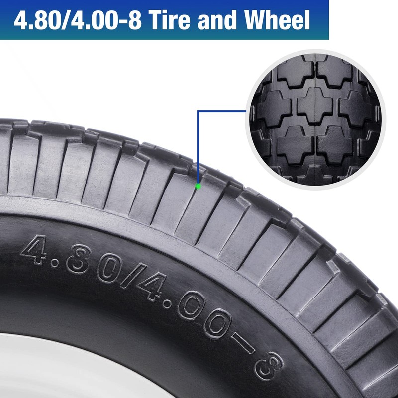 Flat Free Solid Tire 4.80/4.008 Airless for Hand Trucks, Utility Carts, Dollies gallery