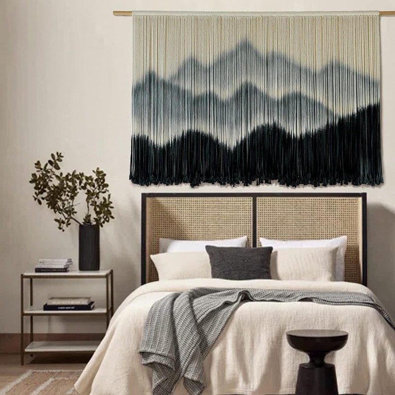 Macrame Wall Hanging Mountain Dip-Dyed Macrame Wall Decor Large Modern Fiber ... gallery