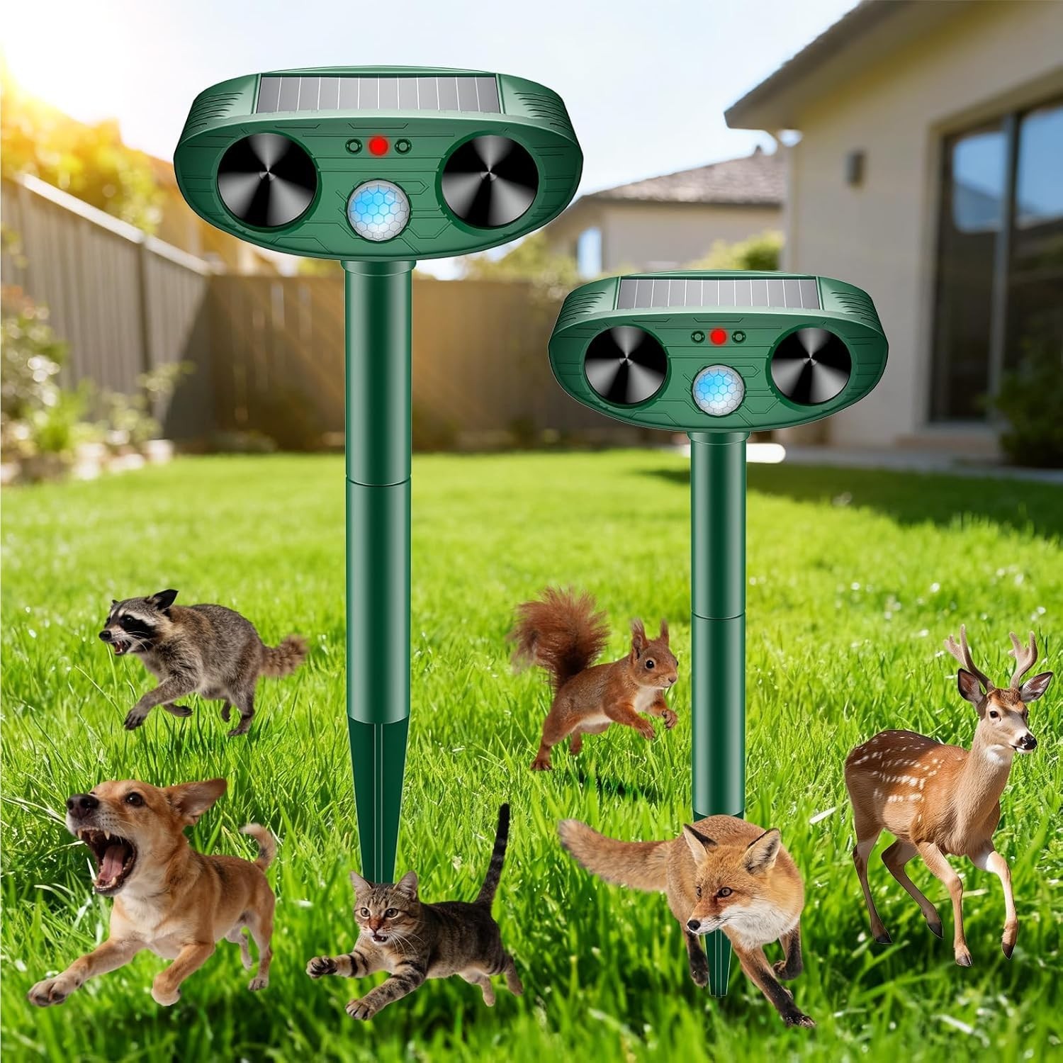 Solar Ultrasonic Animal Repellent Devices Waterproof with Motion Sensor and gallery