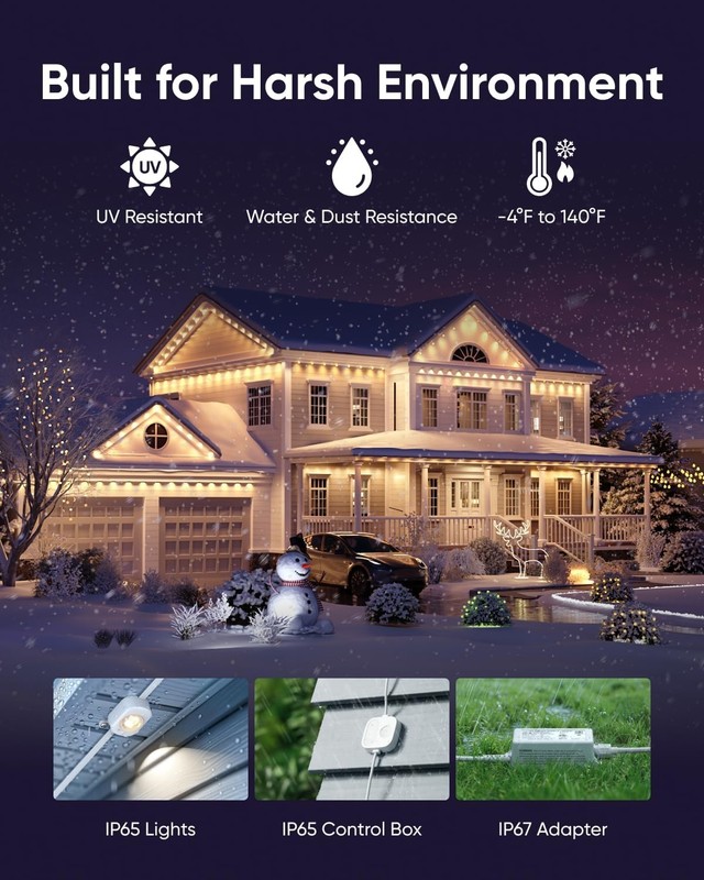 eufy Permanent Outdoor Lights E22 150ft 90 Triple-LED Lights IP67 String Lights gallery