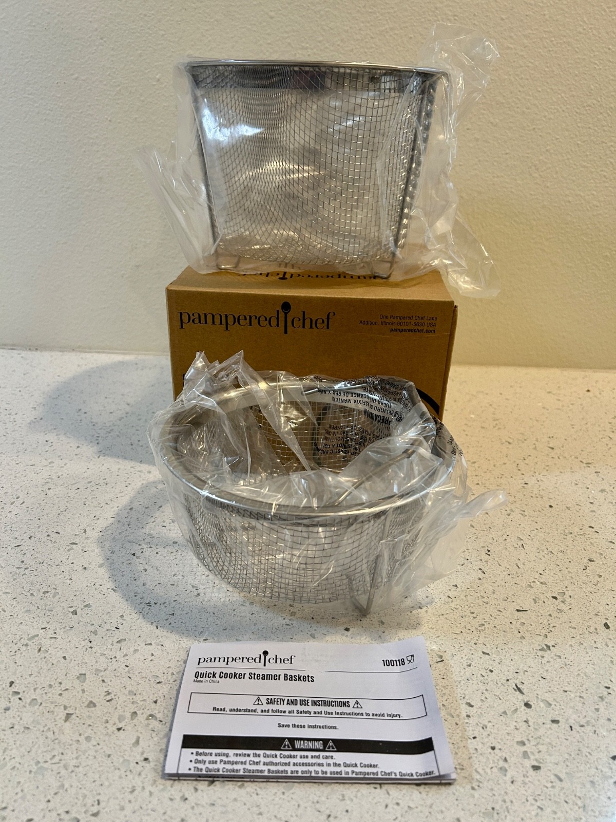PAMPERED CHEF Quick Cooker Steamer Basket Set of 2 - New in Box - 100118 gallery
