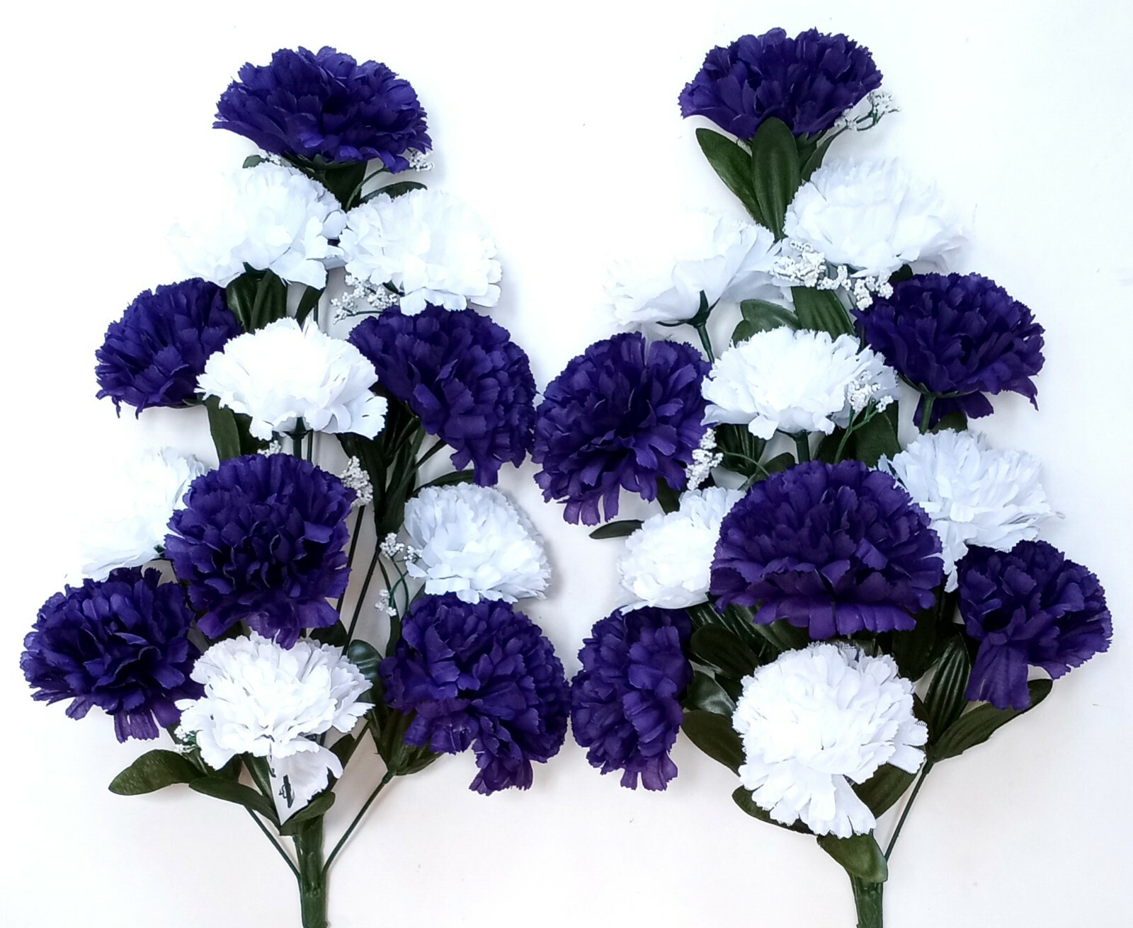 (2 pcs) Purple & White Carnation 20" Spray Bush Memorial Outdoor Flower #2217 gallery