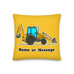 Backhoe Pillow. Rear Actor Cushion. Custom Construction Digger Themed Gift P013