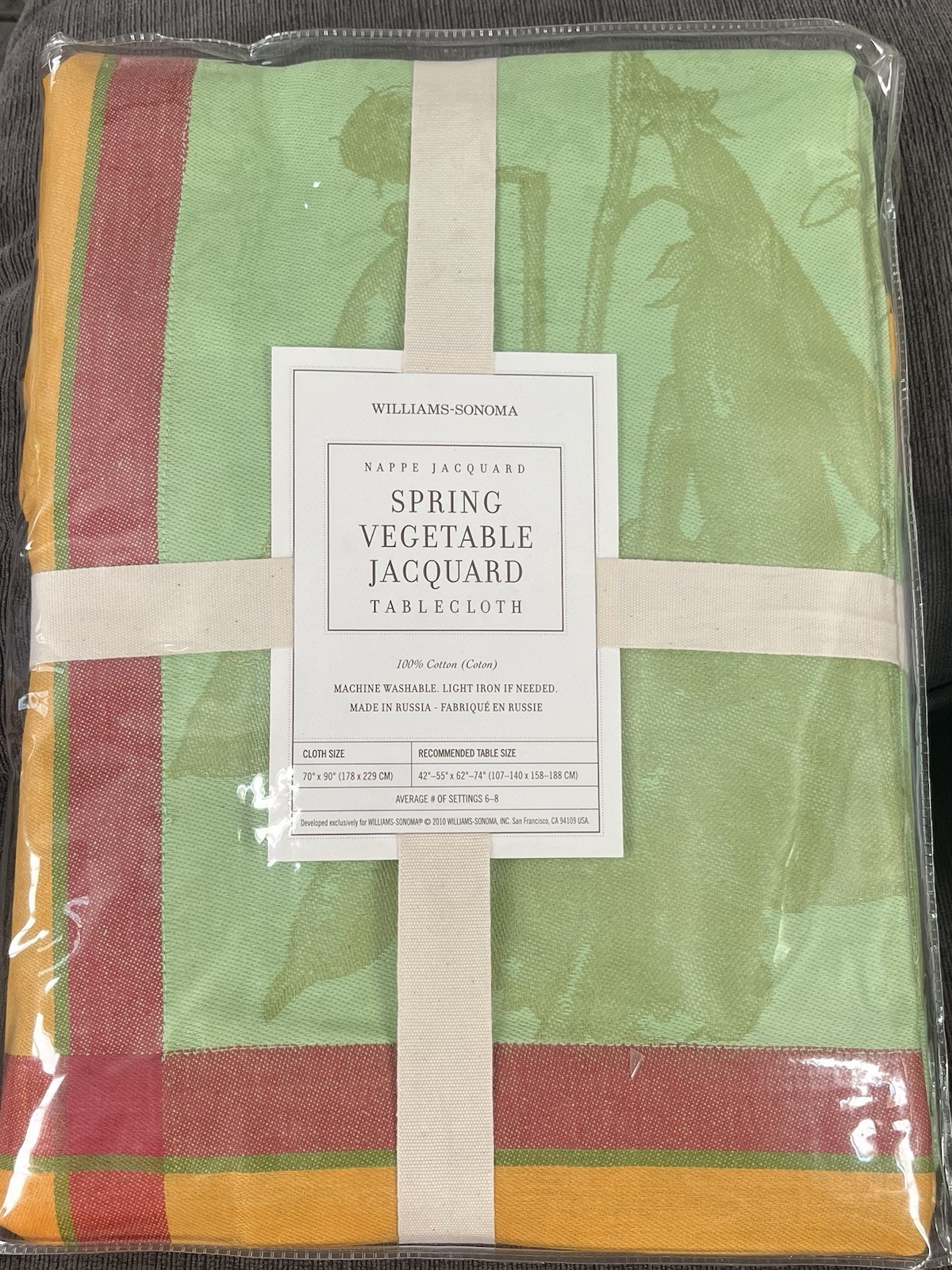 Williams Sonoma Spring Vegetable Jacquard Tablecloth 70”x 90” Green Rare NWT gallery