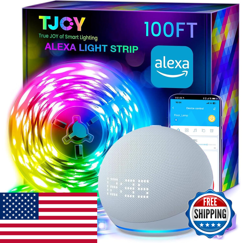 Tjoy 100Ft Smart Led Strip Lights For Bedroom Work Alexa Rgb Color Changing gallery
