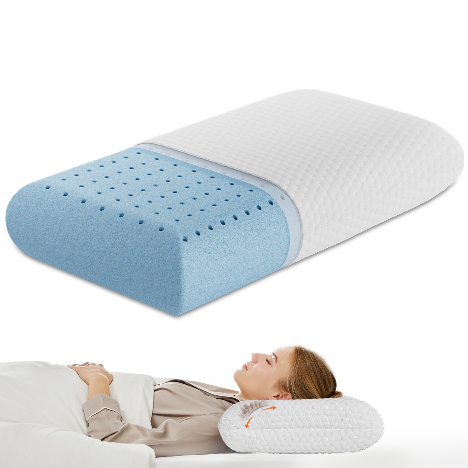Cooling Memory Foam Neck Pillow with Pillowcase for Side Sleepers gallery