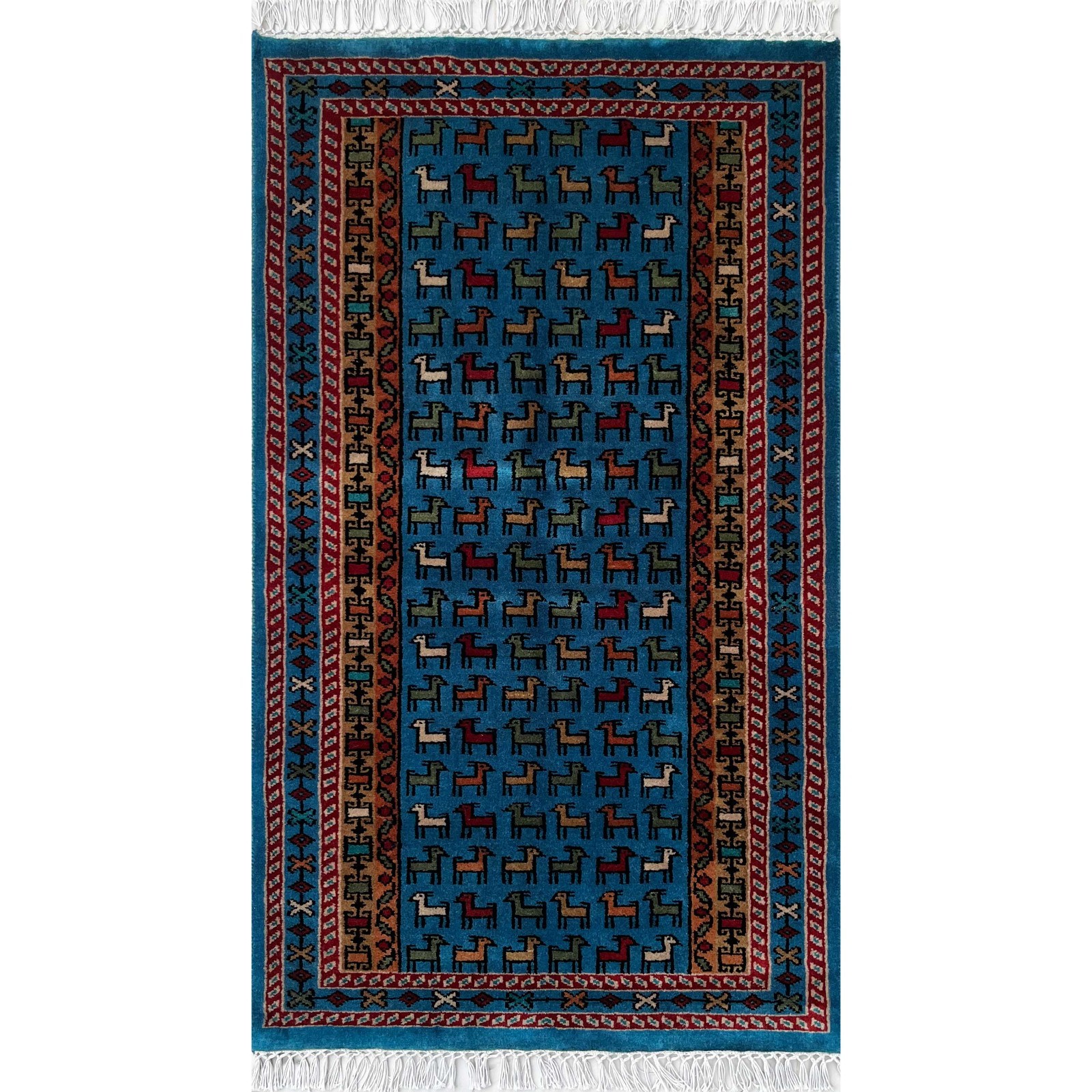 Handmade Wool Rug 2.5x4 ft Traditional Bakri Luxury (Blue) gallery