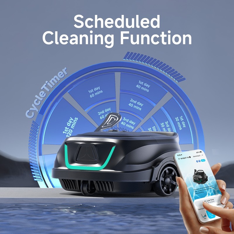 WYBOT A1 Cordless Automatic Pool Cleaner Robot Vacuum, 120Mins, All Pool Shapes gallery