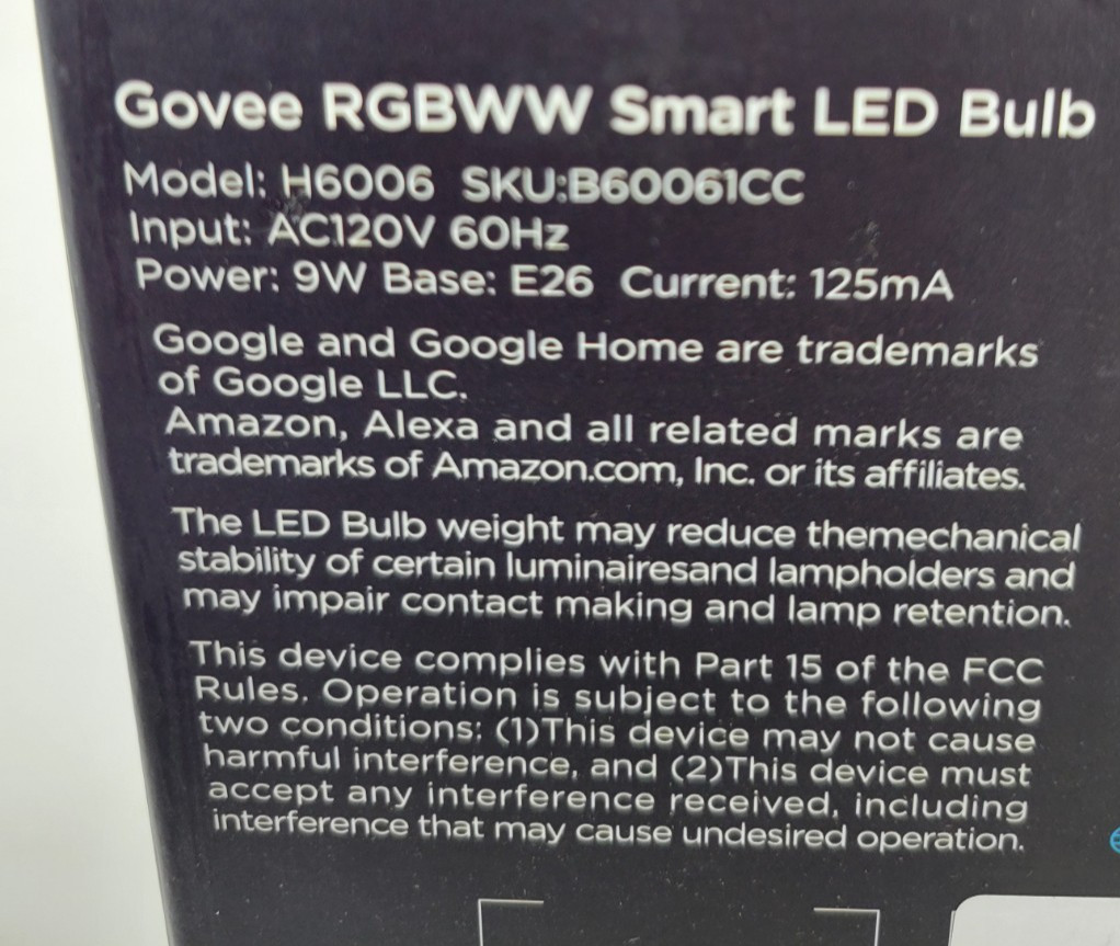 Govee Smart LED Bulb H6006 RGBWW 9W E26 1000 Lumens 4-Pack Alexa Google Home gallery