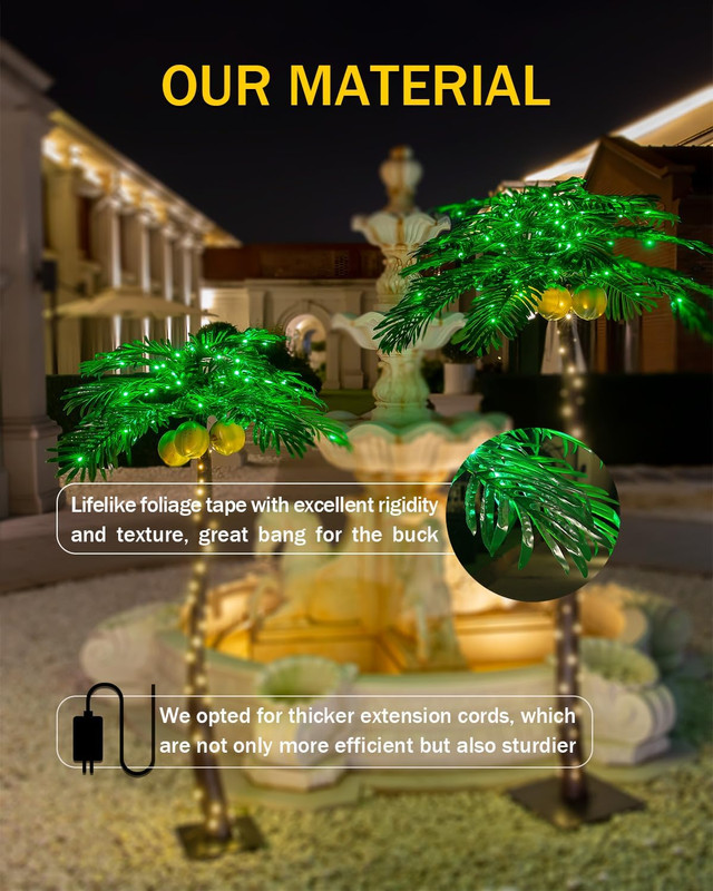 7ft Lighted Palm Tree with Glowing Coconuts - Dimmable, UL Certified, Waterproof gallery