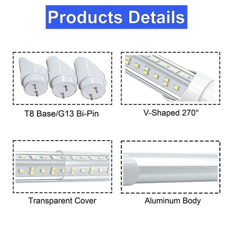 25 Pack T8 4' Led Replacement Fluorescent Tubes, 72W 7200Lm 85-277V 6500K 4Foot gallery