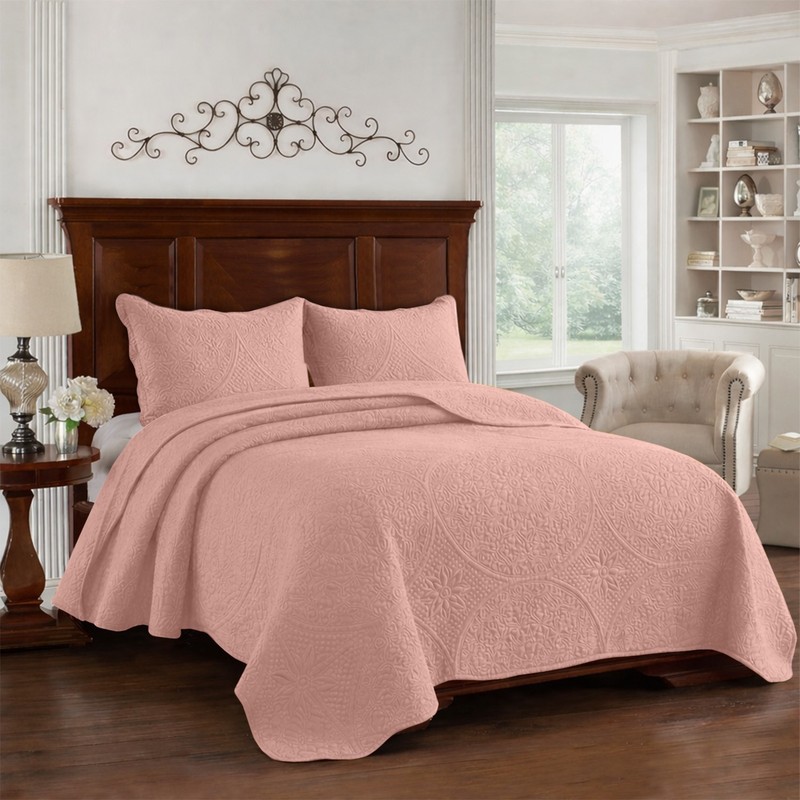 Soft Quilted Coverlet Throw Embossed Bedspread with Pillow Shams Twin Queen King gallery