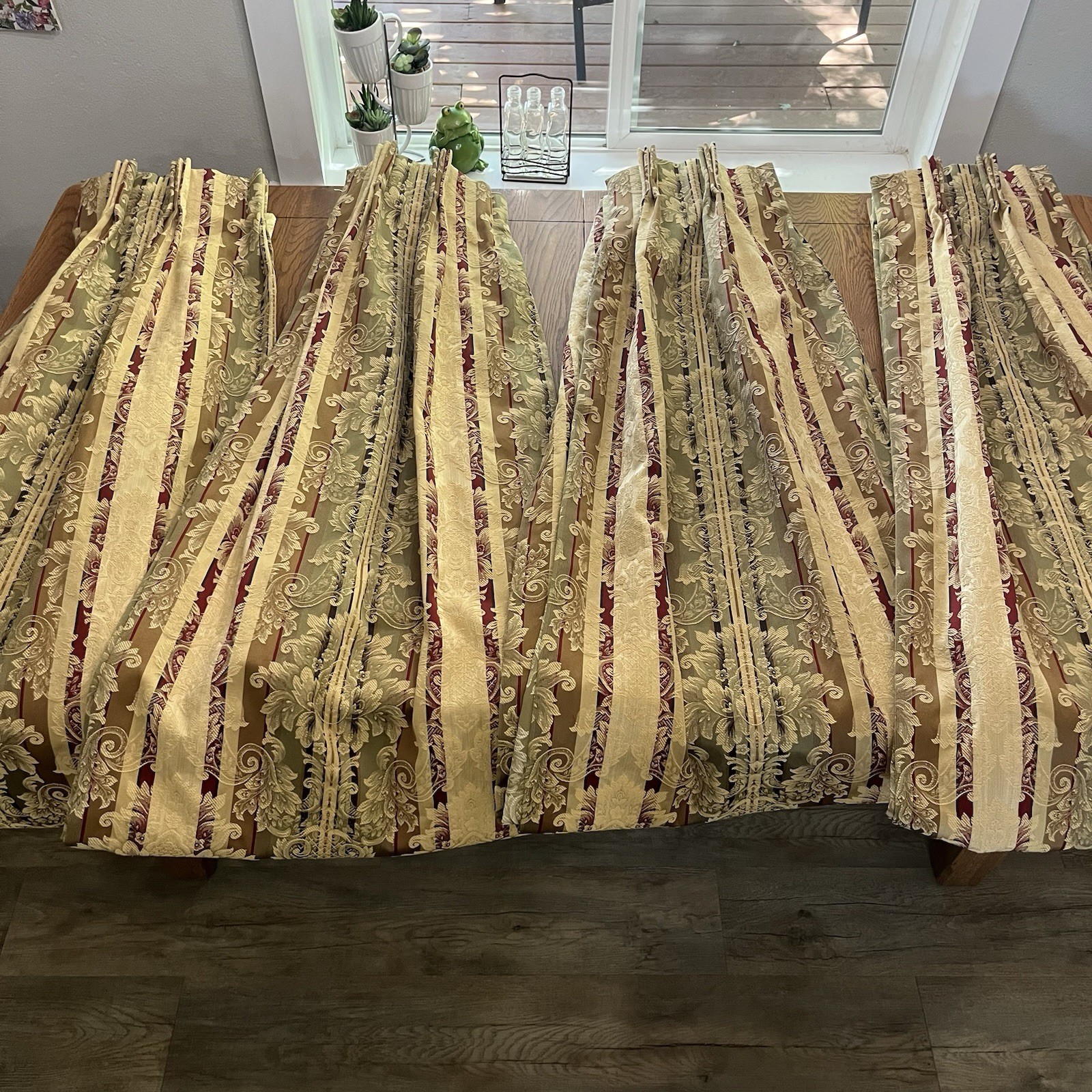 4 Pinch Pleat Drapery Panels Heavyweight Jacquard Brocade Floral Scroll 45x96 gallery