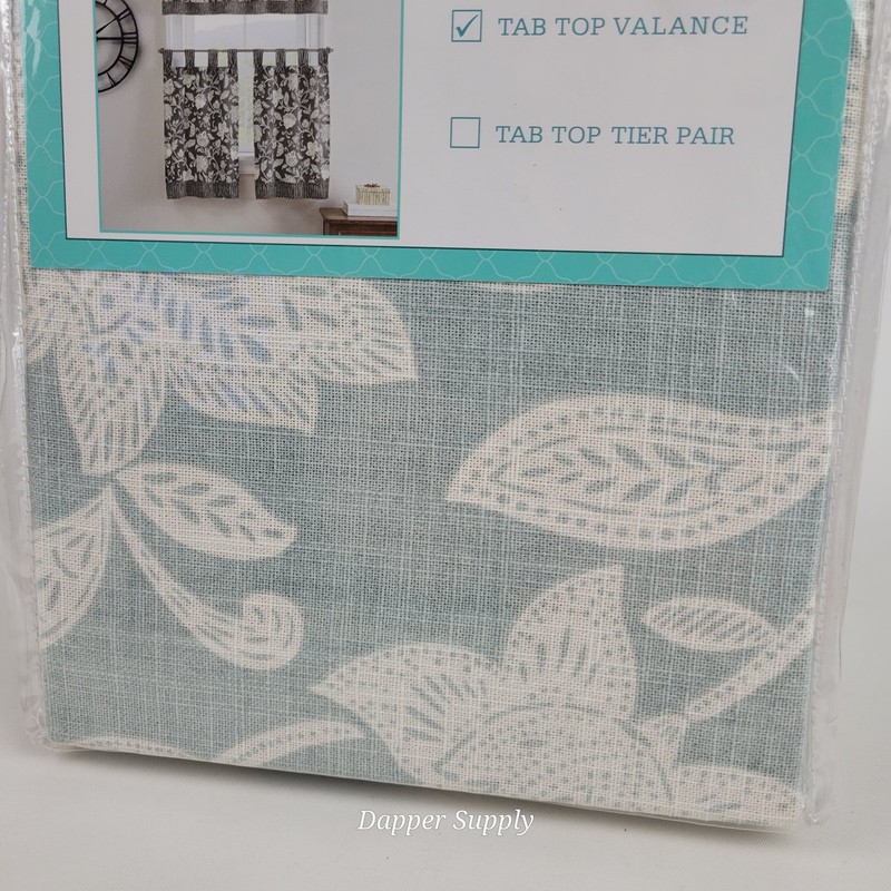 Waverly Stencil Vine Valance Blue Spa Cotton Floral 52 x 18" New Tab Top Valance gallery