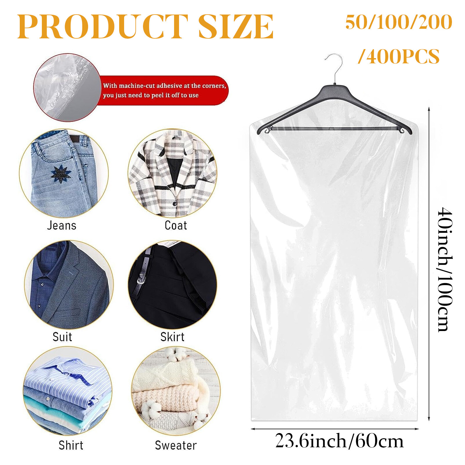 Clear Garment Bags for Hanging Clothes Dry Cleaner Bag Clothing Protector Covers gallery