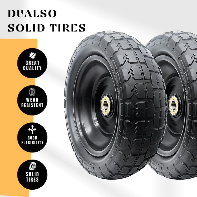 10-Inch Solid Replacement Tire and Wheel 4.10/3.50-4" - Flat Free Tires for Cart gallery
