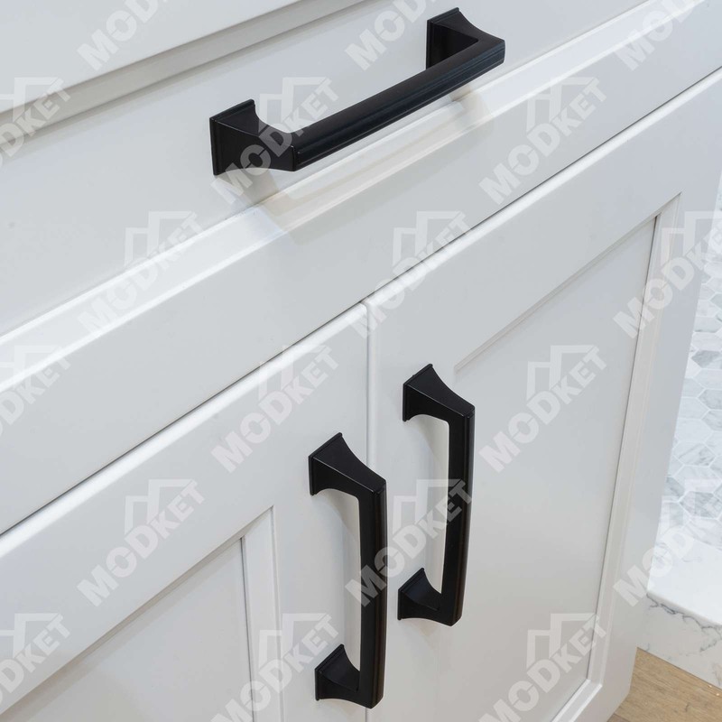 Solid Matte Black Cabinet Pulls Knobs Handles Kitchen Bathroom Drawers Hardware gallery