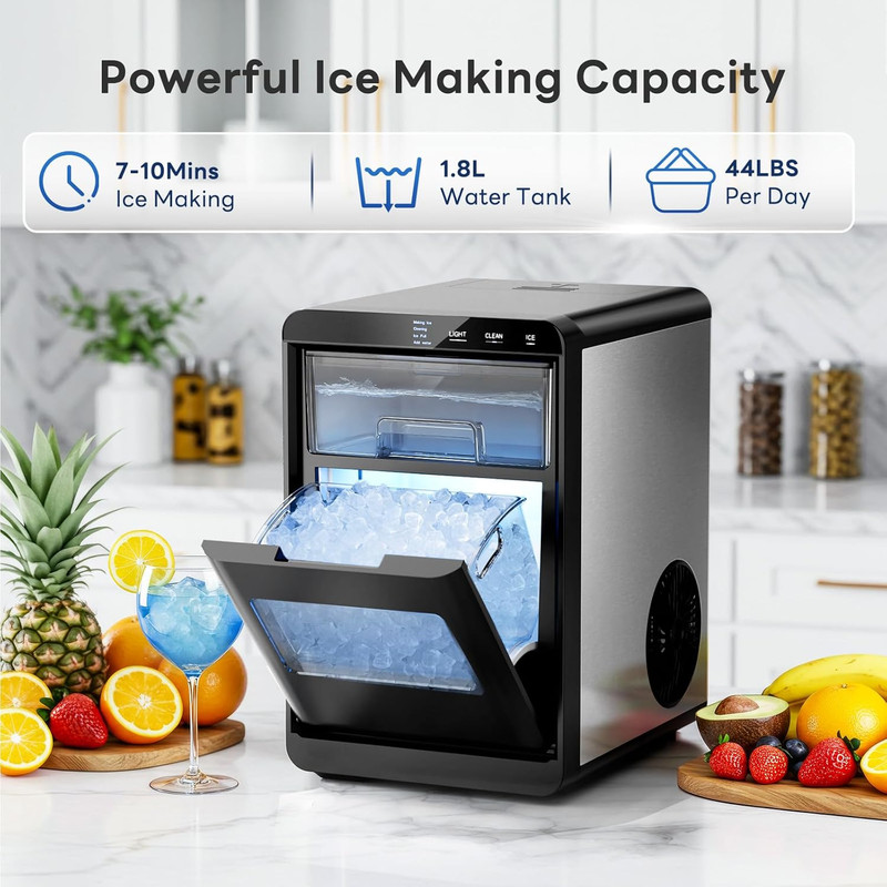 44Lbs Daily Nugget Ice Maker, Self-Cleaning, Quiet Sonic Ice Machine gallery