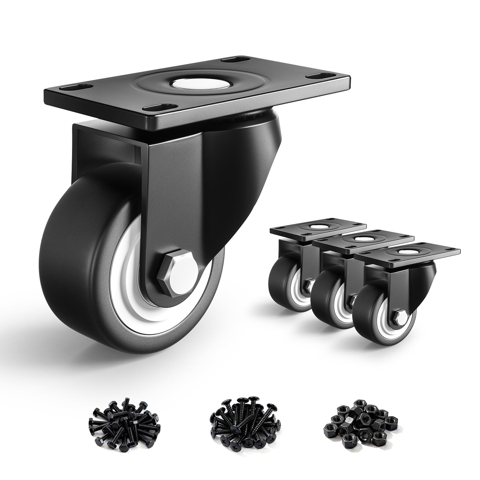 Caster Wheels, 2.5 Inch Heavy Duty Casters Set of 4, Load 1000lbs Industrial ... gallery