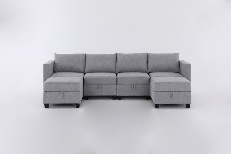 Convertible Modular Sectional Sofa Couch with Storage Seat U Shaped 4-Seat Sof gallery