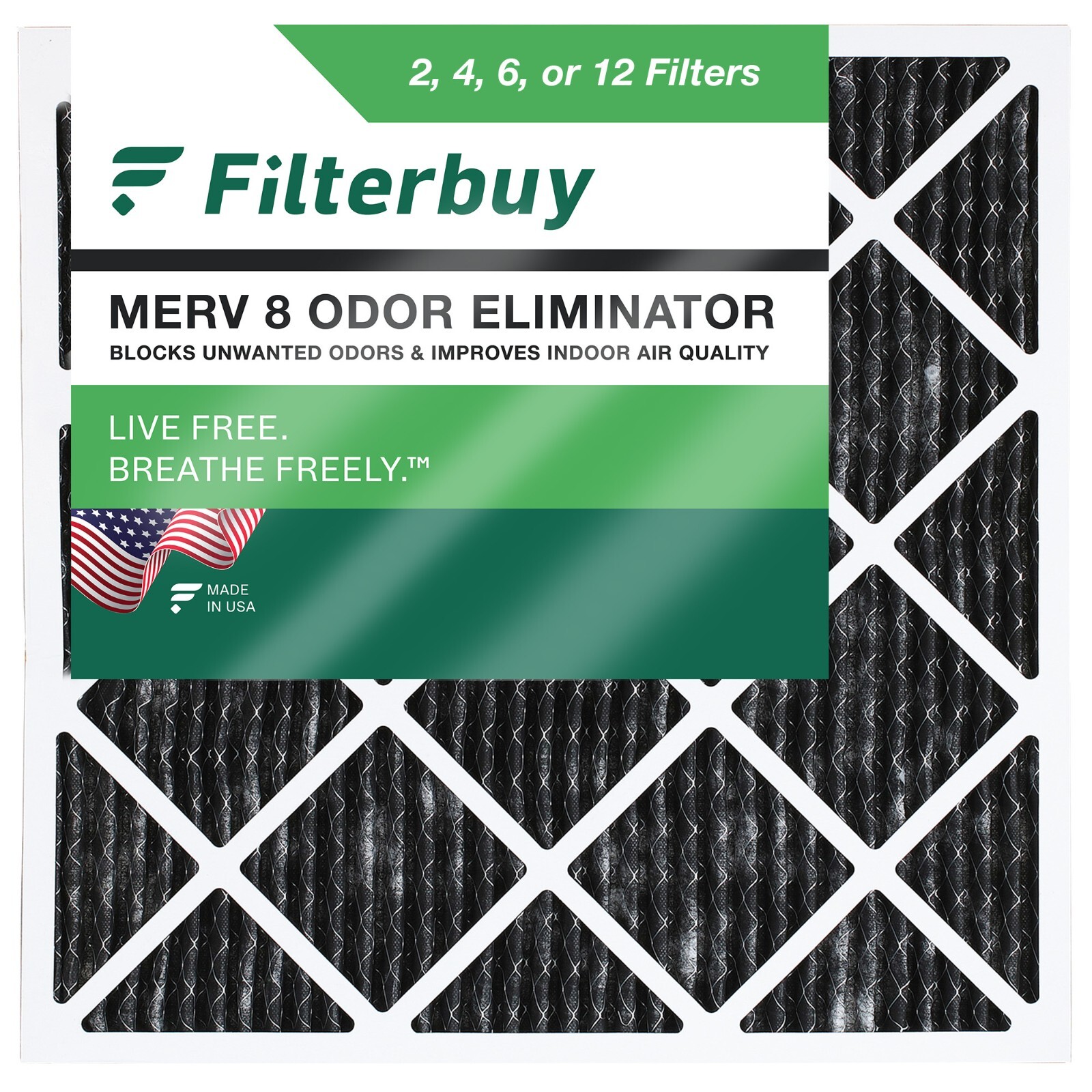 Filterbuy Allergen Odor Eliminator 20x20x1 MERV 8 Pleated AC Furnace Air Filter gallery