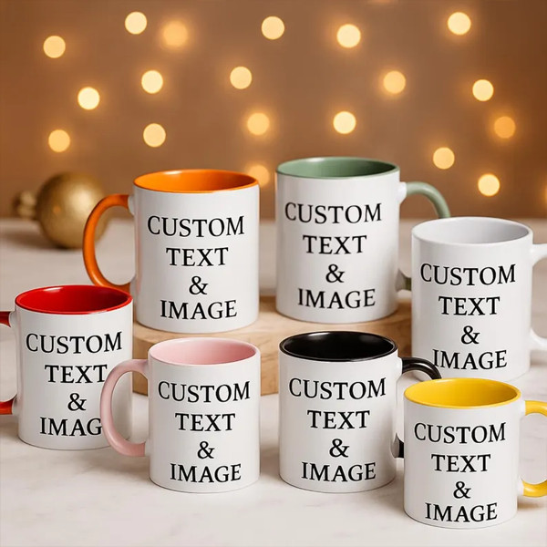 Personalized Initial Coffee Mug Custom Name Monogram Text Photo Ceramic Cup gallery