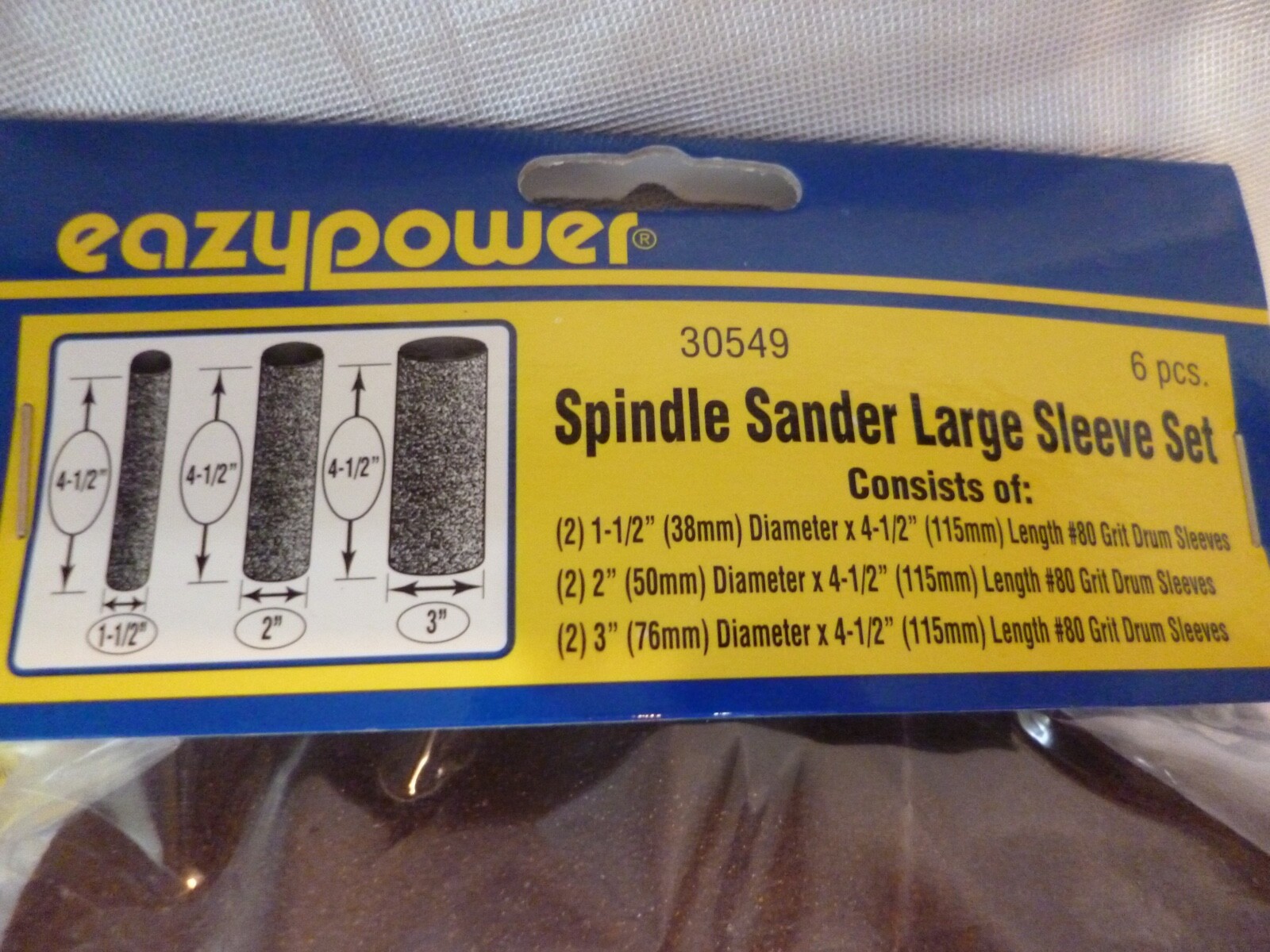 12 DRUM SPINDLE SANDER 4-1/2" SANDING SLEEVES 80/120 GRIT EAZYPOWER 1/2" TO 3" gallery