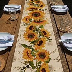 Fall Sunflowers Table Runner, Vintage Spring Summer Flower Home Kitchen