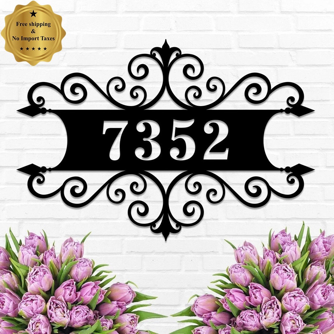 Custom Metal Address Sign Personalized House Number Plaque Front Door Wall Decor gallery