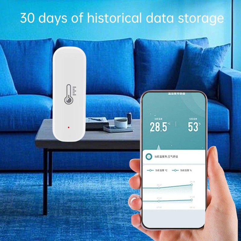 Indoor WiFi Temperature Humidity Sensor with App Alerts Compatible with Alexa gallery