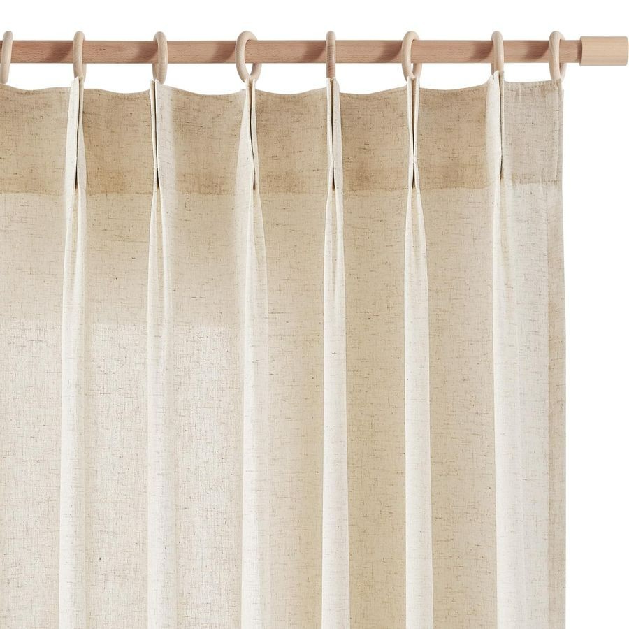 Pinch Pleated Linen Blend Curtains 44 x 108 Inches Long Natural Linen Farmhouse gallery