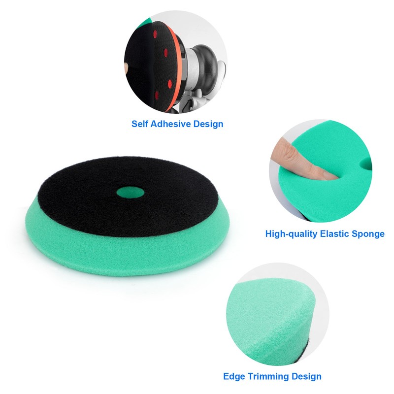 5Pcs 7" Car Buffing Sponge Pads Cutting Polishing Pad Kit for DA Buffer Polisher gallery