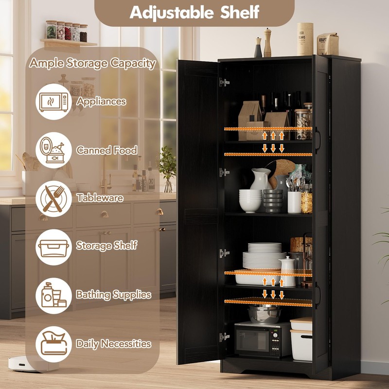 Tall Cabinet With Double Doors, Storage Cabinet For The Living Room, 60 Inches gallery