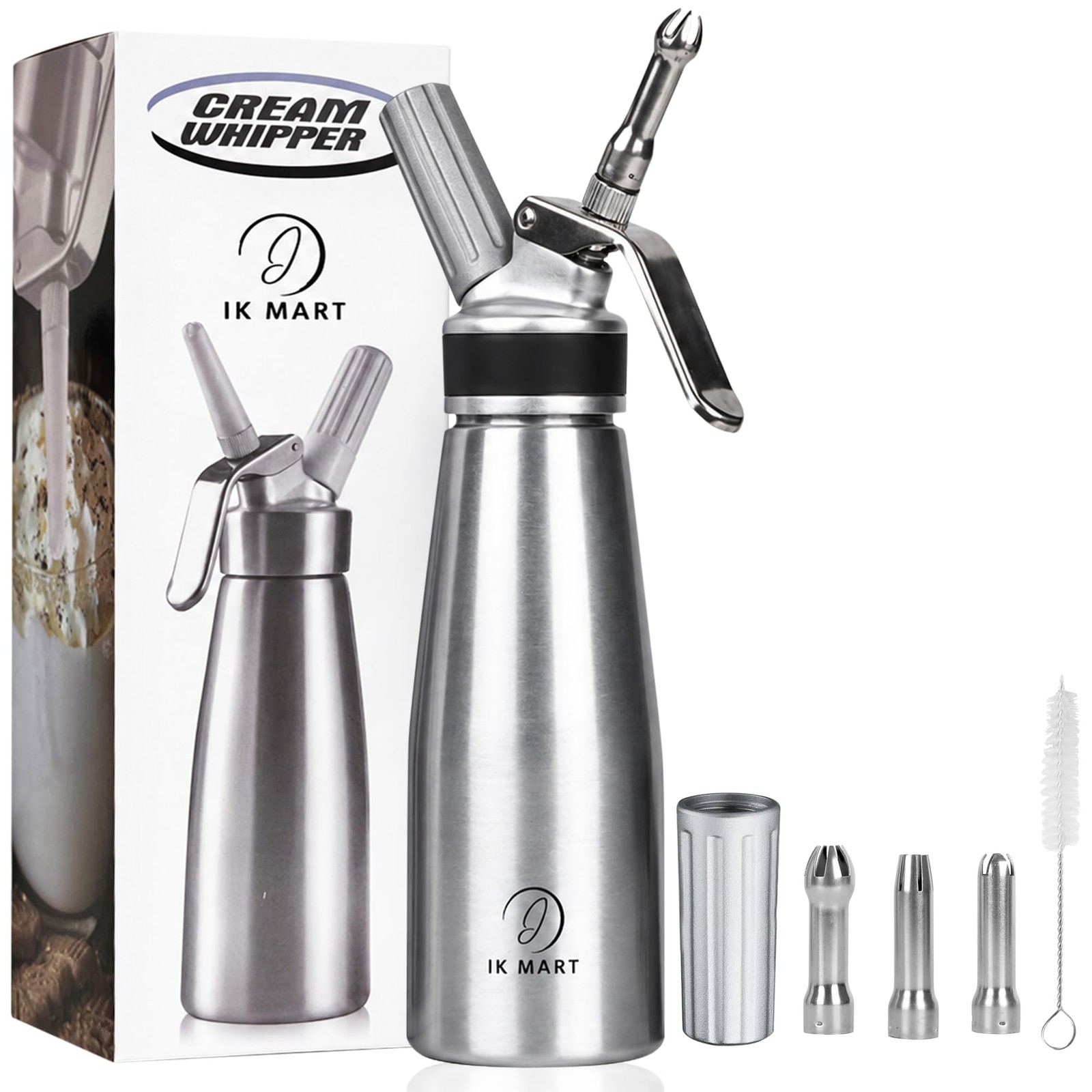 Professional 500ml Aluminum Whipped Cream Dispenser 3 Nozzles HeavyDuty gallery