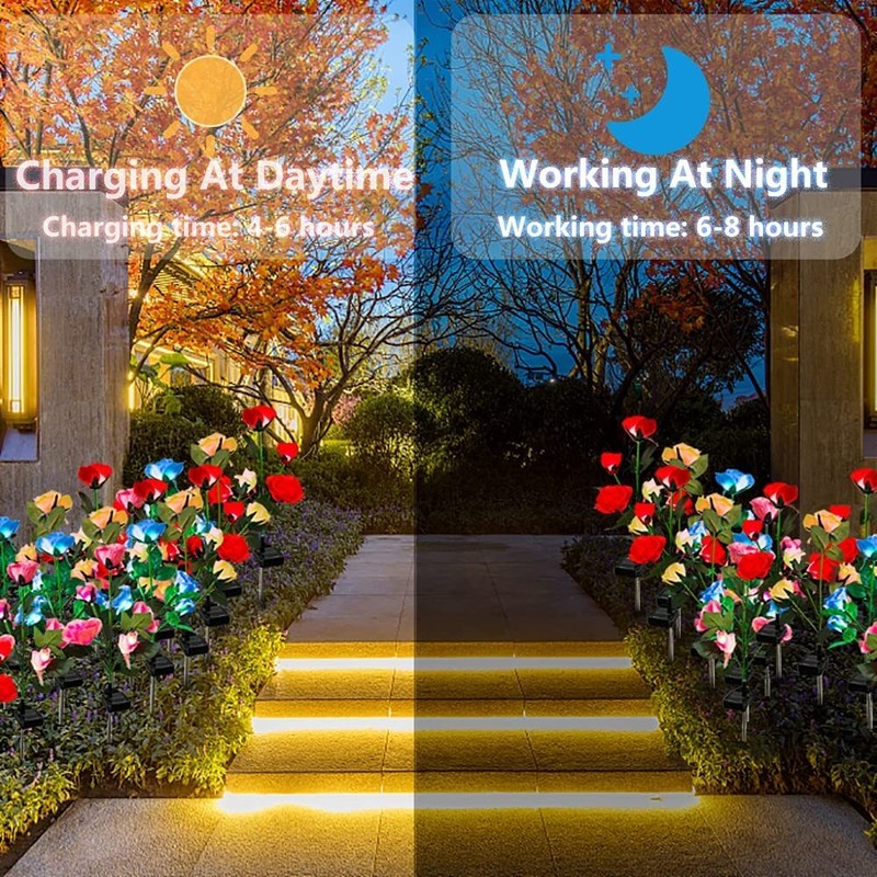 Solar Garden Lights Solar Flower Lights Outdoor Waterproof for Yard Pathway Lawn gallery