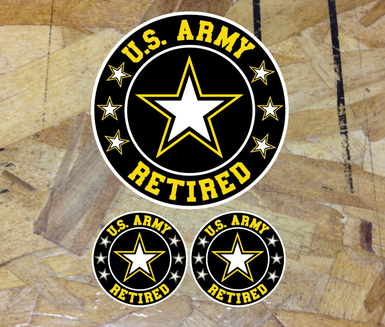 US ARMY Retired Circles Sticker Decals Badge Tool Box Mug Car Truck Choose size gallery