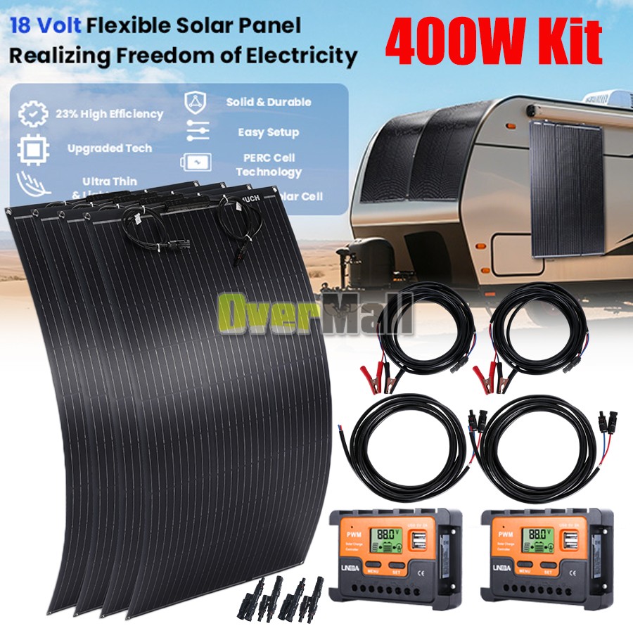 18V 400W Portable Flexible Solar Panel +Controller for Camping/RV/Home/Rooftop gallery