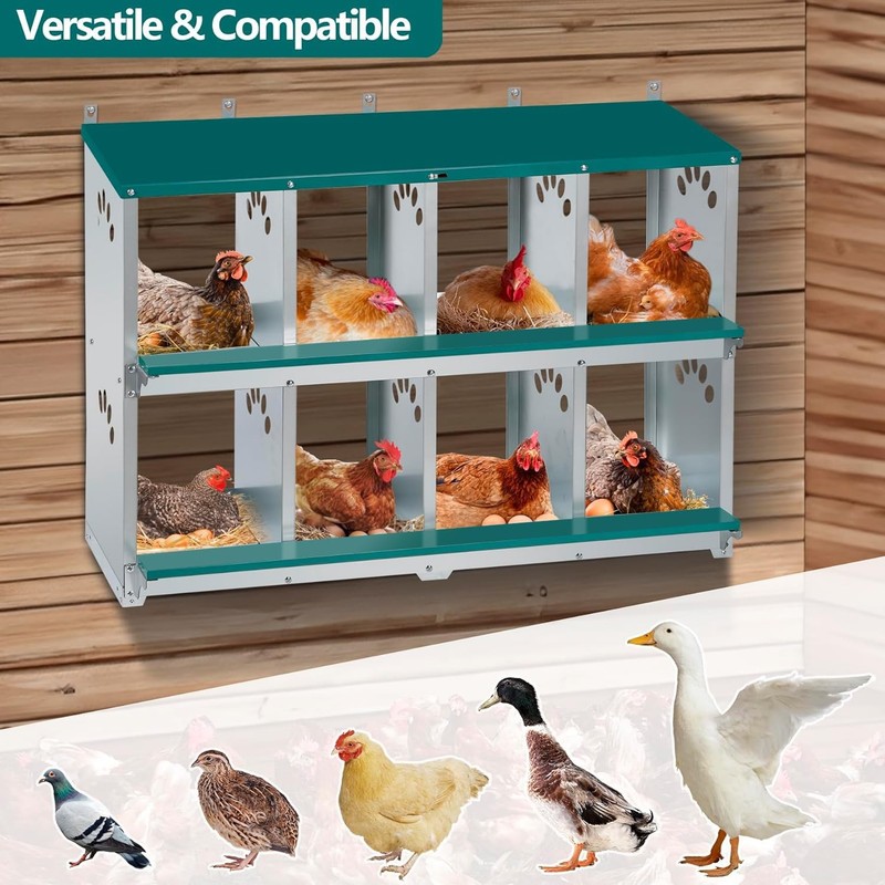 Toriexon Chicken Nesting 8 Compartment Metal Nesting Wall Mountable Nesting gallery