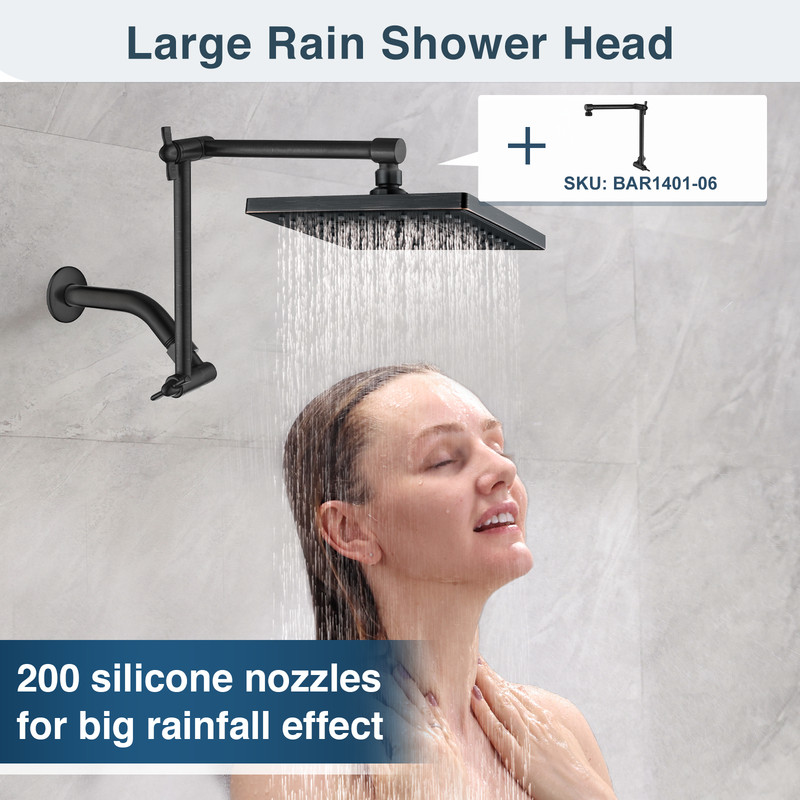 Square Shower Head, 8 Inch High Pressure Rain Shower Head, Angle Adjustable gallery