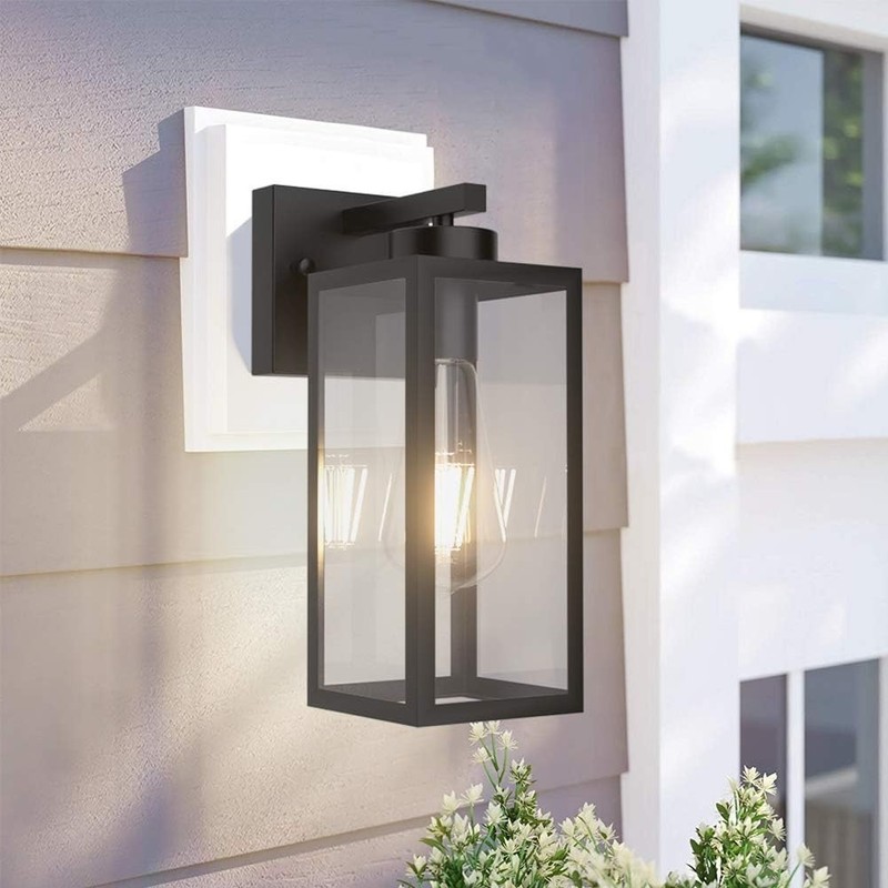 Outdoor Wall Lantern 2 Pack Black Exterior Wall Sconce with Clear Glass Shade Wa gallery