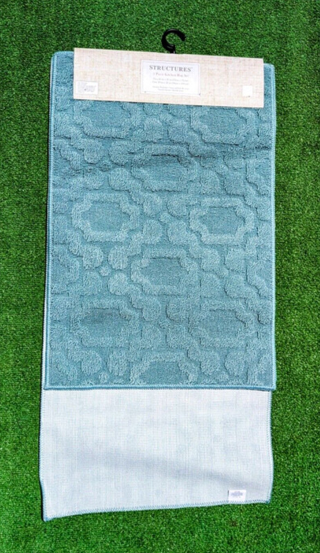Structures 3-Pc Kitchen Olefin Sea Foam Pattern Anti-Slip Rug Carpet Set NWT gallery