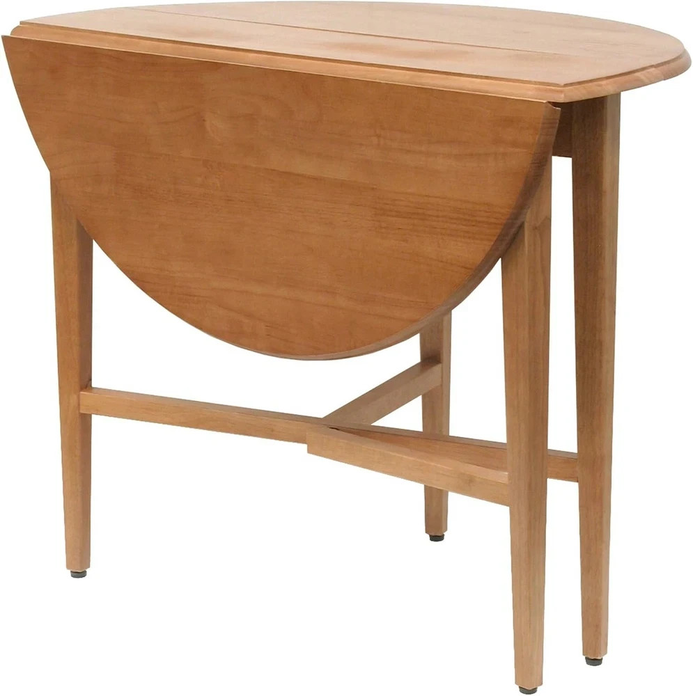 Round Drop Leaf Table Dining Kitchen Folding Compact Storage Wood Sturdy Dorm gallery