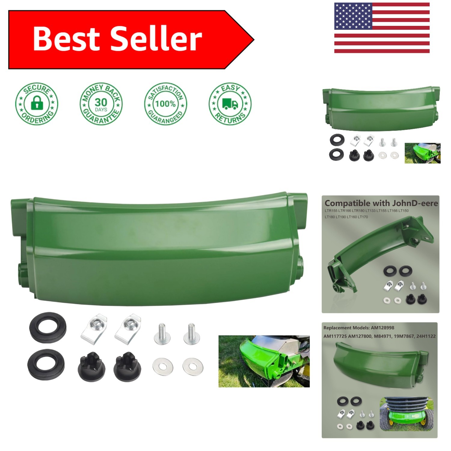 Hood Bumper Hinge Kit AM128998 for John Deere LT133 LT150 - Complete Repair Set gallery