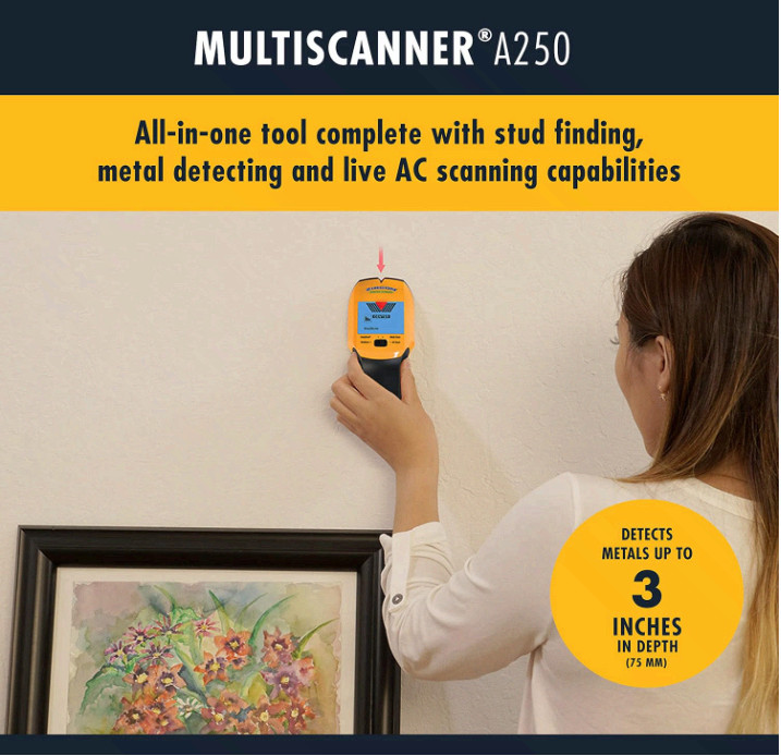 MultiScanner A250 All-in-One Stud Finder & Wall Scanner — Metal Detector + Live gallery