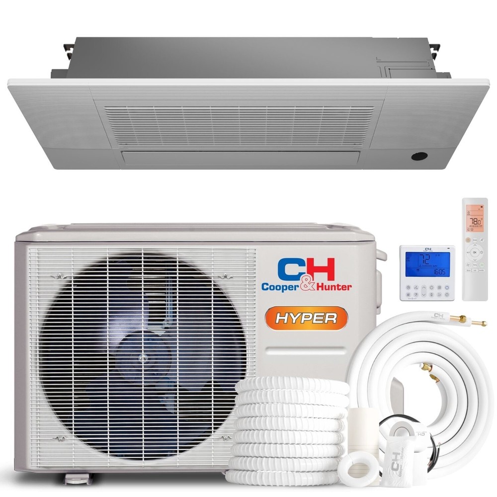 6000 BTU One Way Ceiling Cassette HYPER Heat Mini Split Air Conditioner 230V