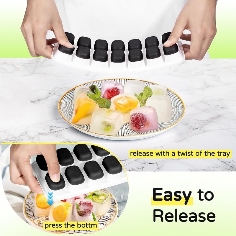 Ice Cube Tray 5 Pack, Stackable Silicone Ice Cube Trays with Lid– Easy Release gallery