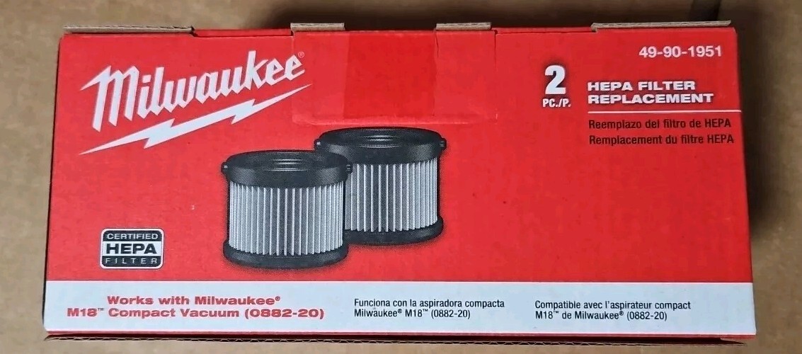 Milwaukee 49-90-1951 Replacement Filter for 0882-20 M18 COMPACT Vacuum 2 pk. gallery