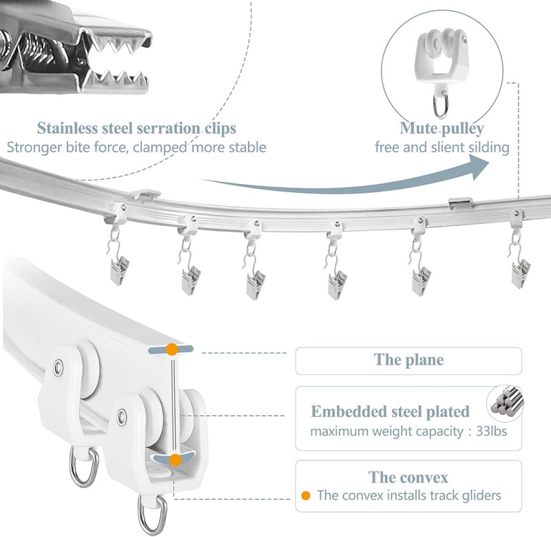 Ceiling Curtain Track, Flexible Bendable Curtain Rail System, 20Ft Wall Mount He gallery