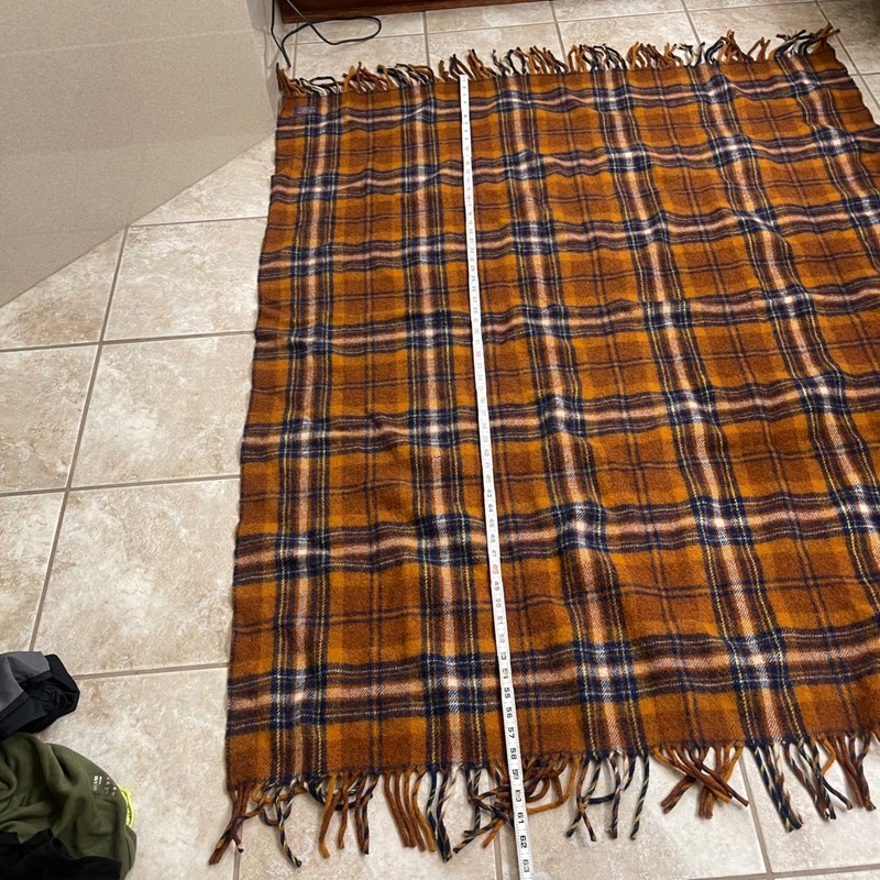 Pendleton Vintage Wool Motor Robe Throw Blanket Plaid Rust Orange Navy usa 58x48 gallery